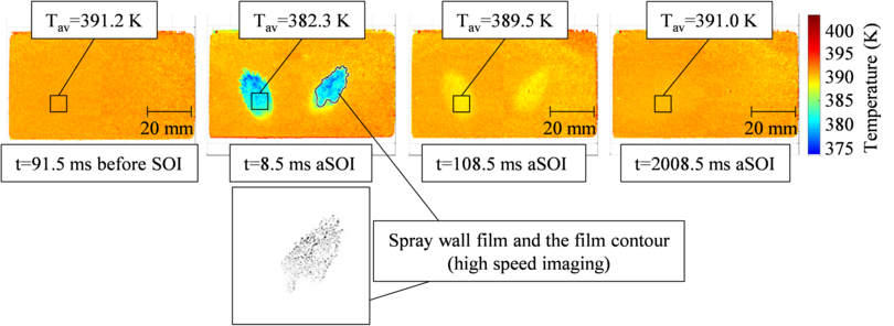 Temperature field before and after fuel impingement using a ZnO phosphor coated steel substrate
